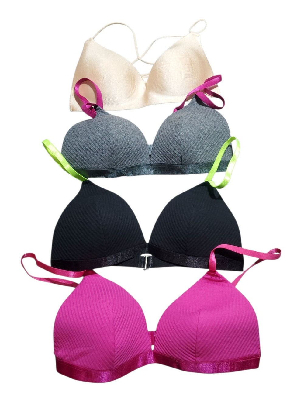 Everyday Comfort Seamless Bra Bundle - Ivory, Gray, Black, Fuchsia